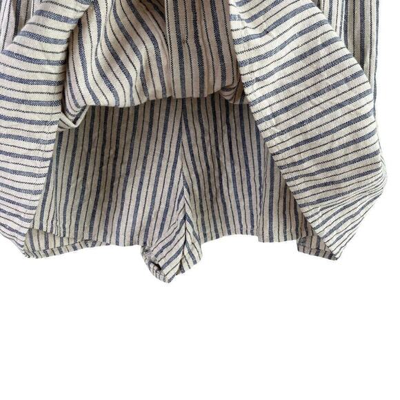 Anthropologie Ethereal Striped Linen Cotton Romper Button Front Cream Blue, S - Picture 6 of 10